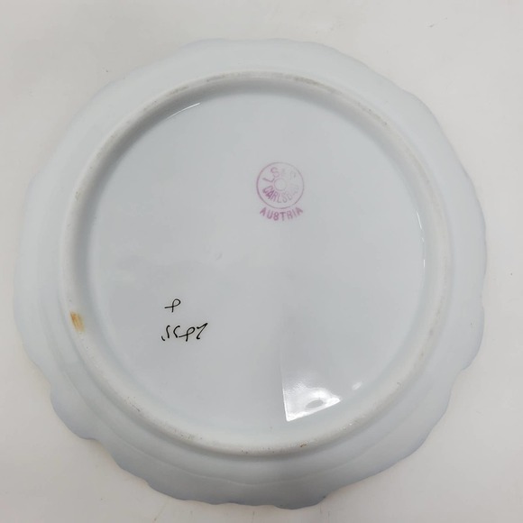 Antique Victoria LS&S Carlsbad Austria Flow Blue Bowl Ramekin and Saucer Set - Picture 6 of 12